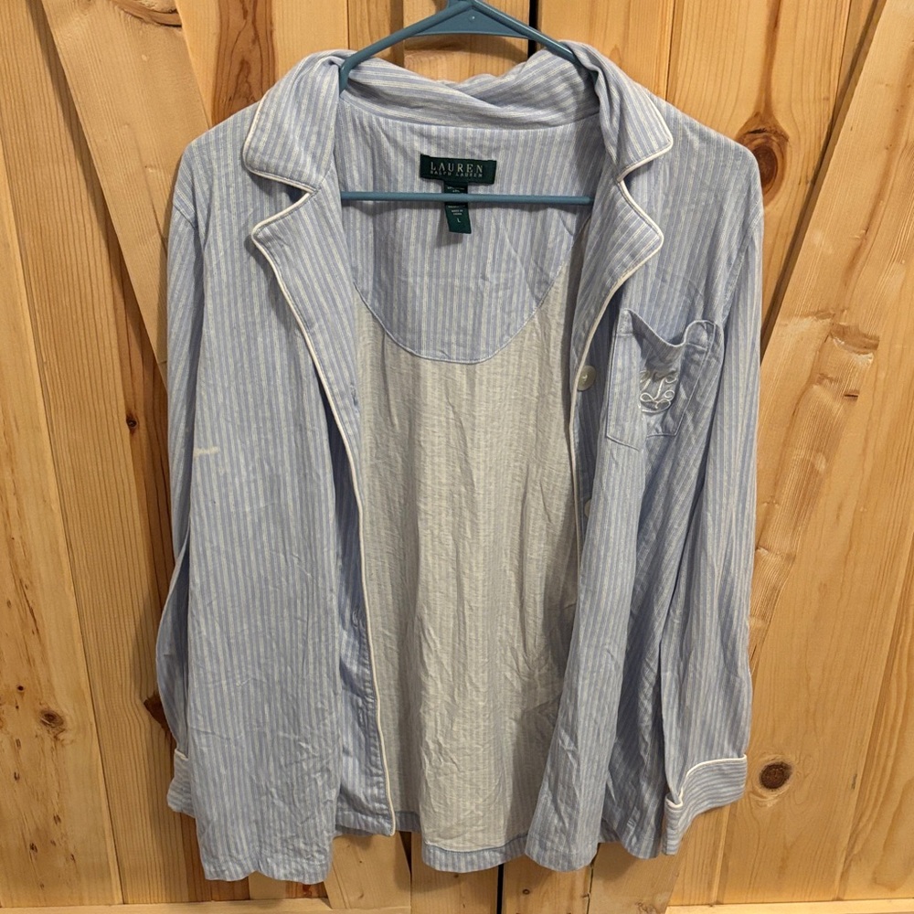 Lauren Ralph Lauren Light Blue Striped Pajama Set